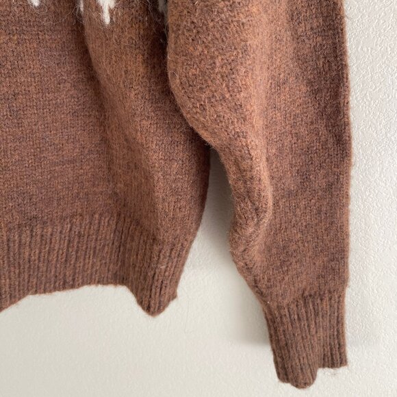 MIOU MUSE Fair Isle Brown Sweater is New w/o Tags! Size Small - Picture 5 of 6